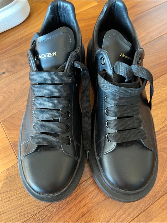 Alexander McQueen Other - Alexander McQueen Black Leather Low-Top Platform Sneakers with Gold Logo